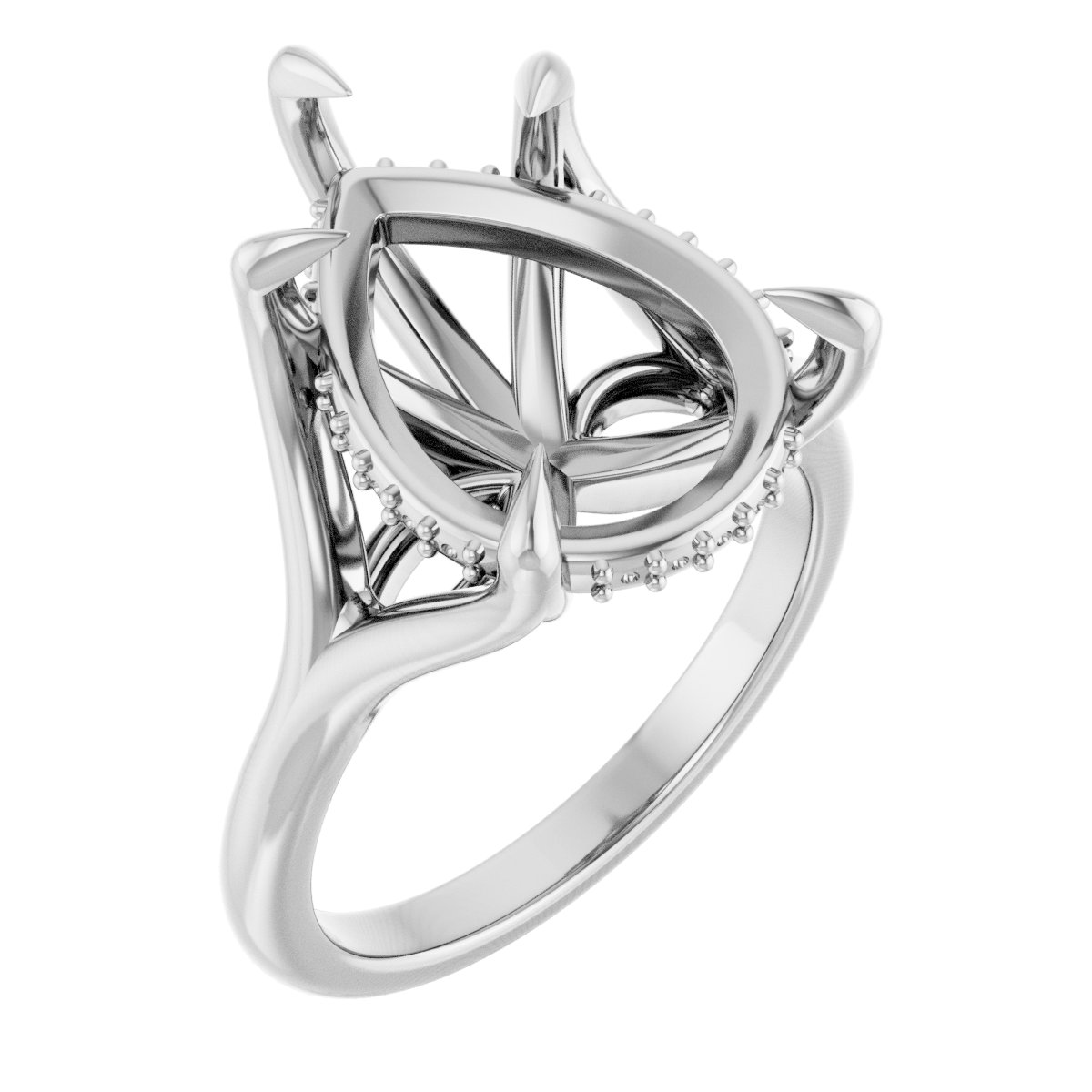 Claw-Prong Hidden Halo-Style Engagement Ring