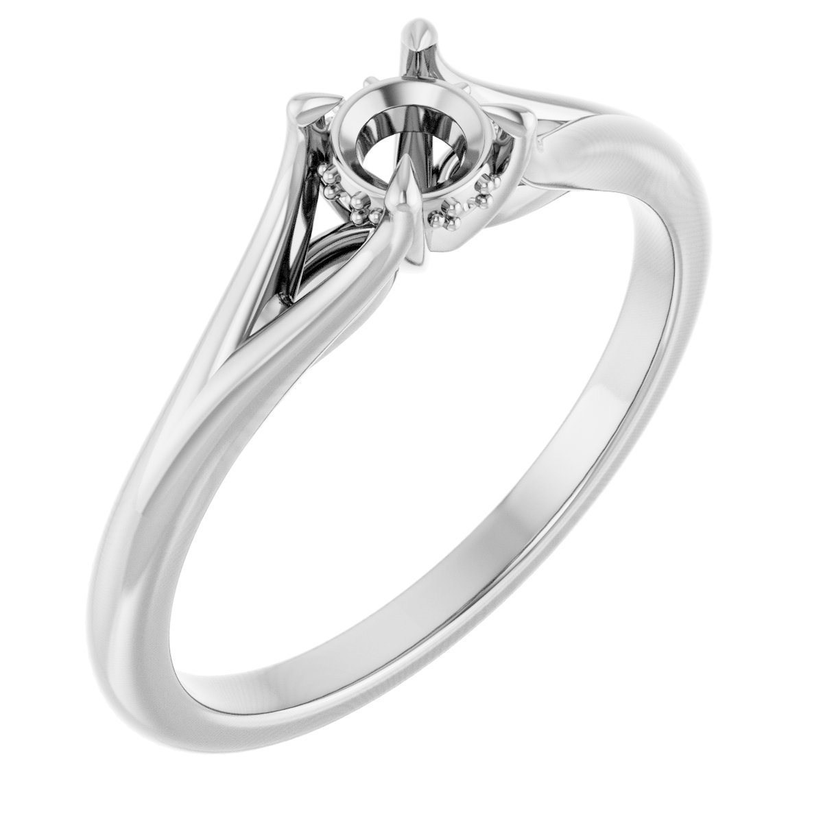 Claw-Prong Hidden Halo-Style Engagement Ring