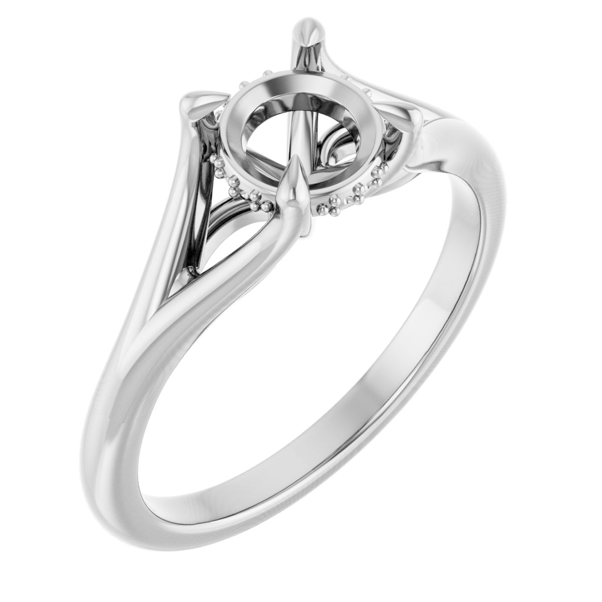 Claw-Prong Hidden Halo-Style Engagement Ring