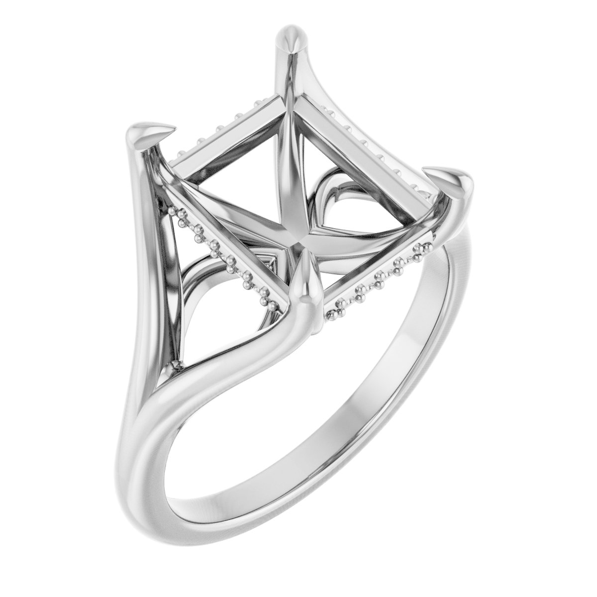 Claw-Prong Hidden Halo-Style Engagement Ring