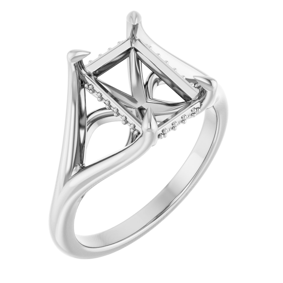 Claw-Prong Hidden Halo-Style Engagement Ring
