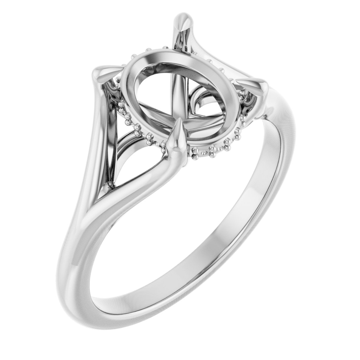 Claw-Prong Hidden Halo-Style Engagement Ring