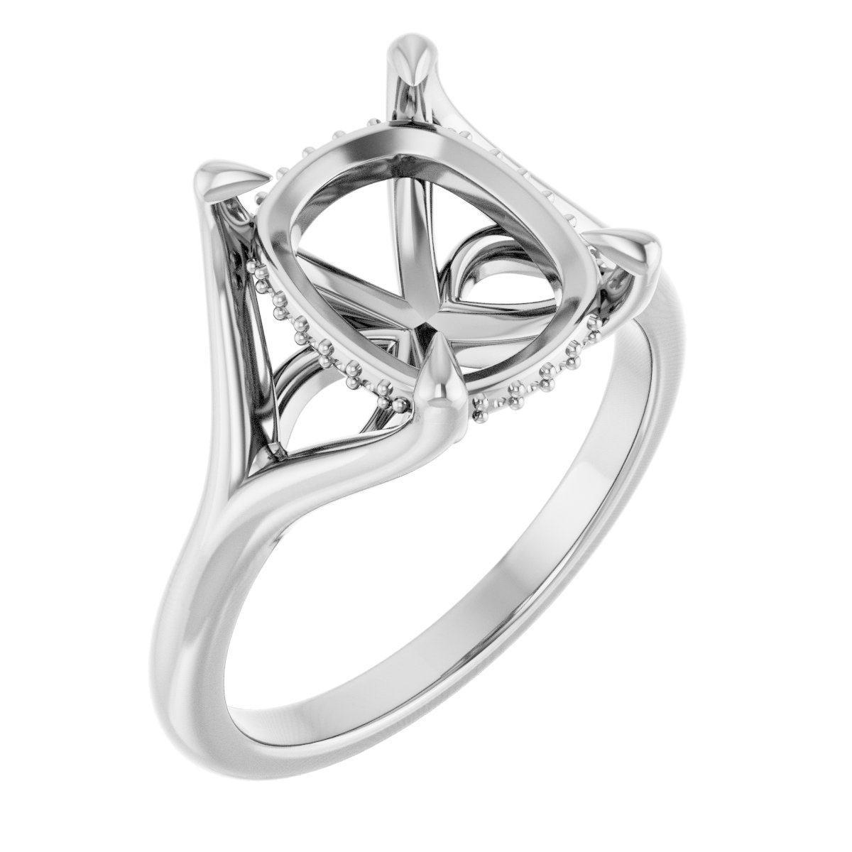 Claw-Prong Hidden Halo-Style Engagement Ring