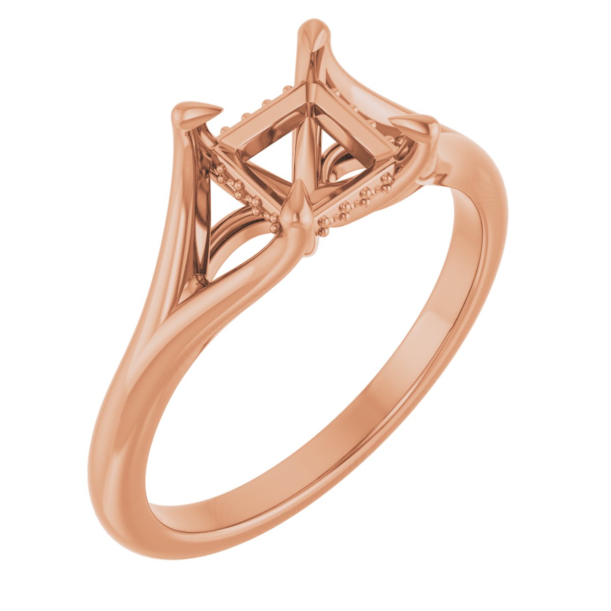 Claw-Prong Hidden Halo-Style Engagement Ring