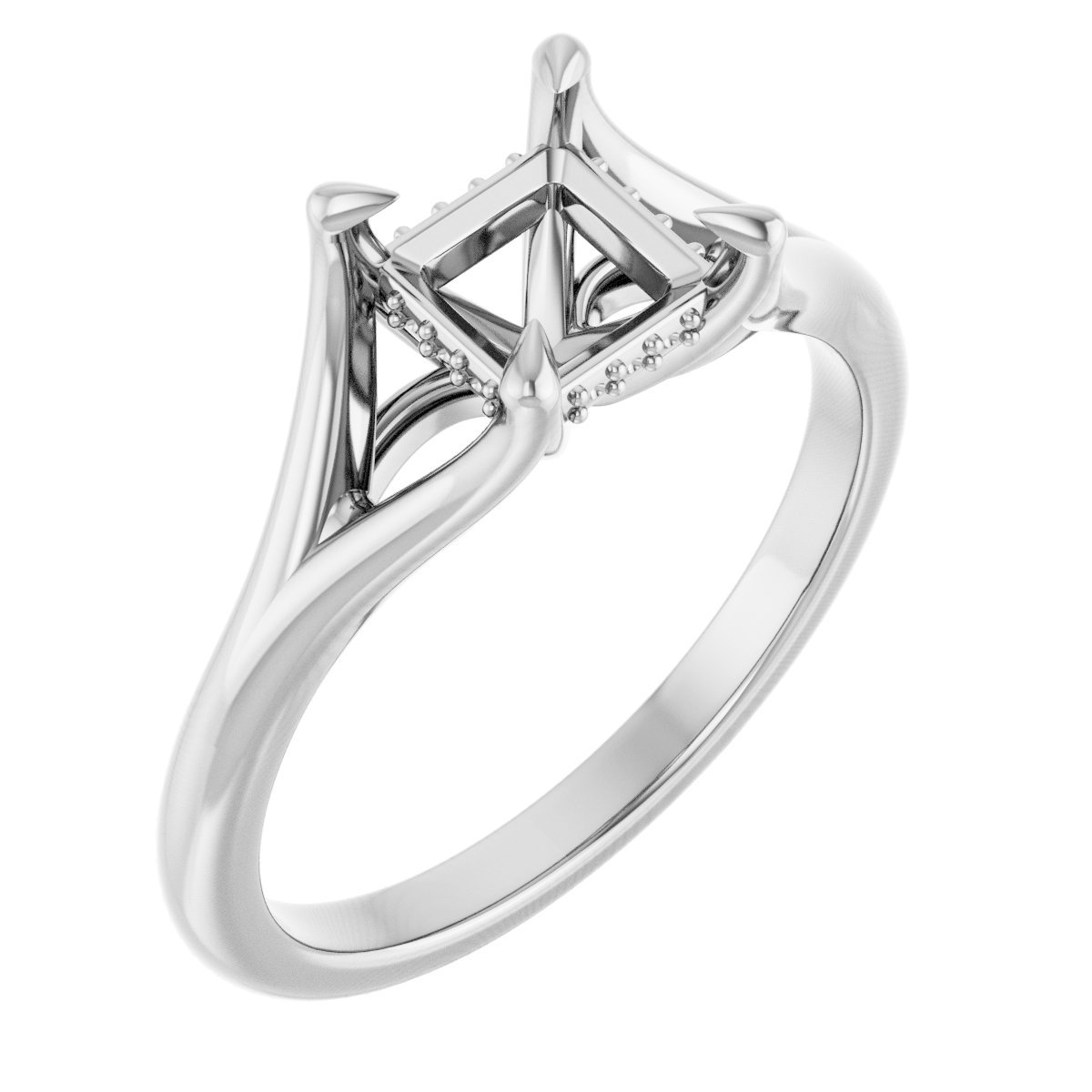 Claw-Prong Hidden Halo-Style Engagement Ring