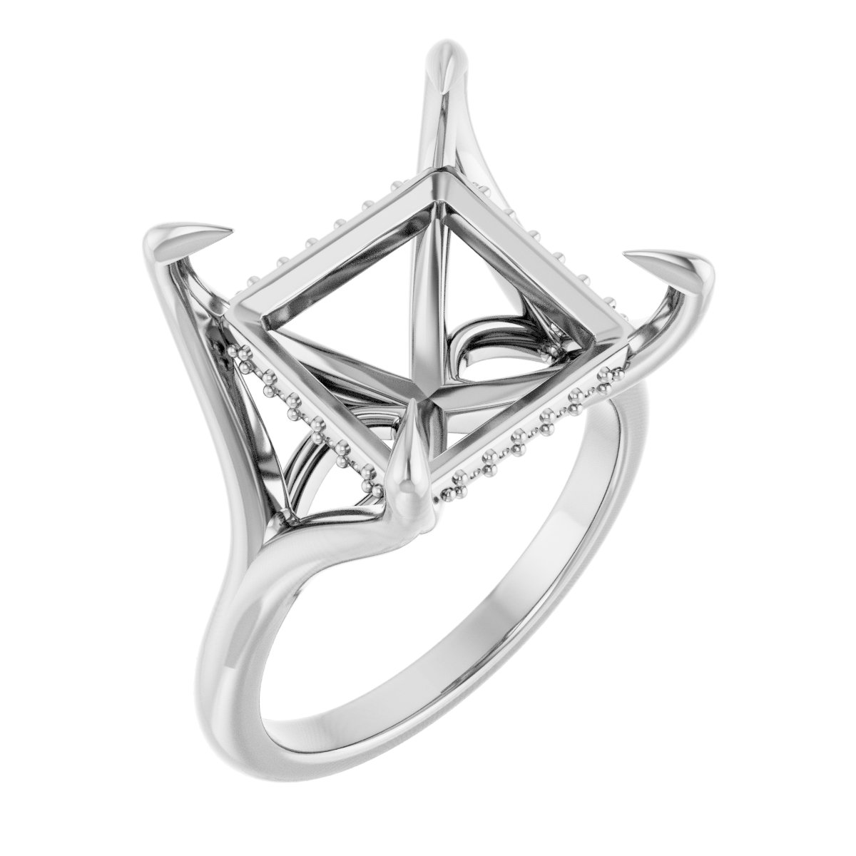 Claw-Prong Hidden Halo-Style Engagement Ring