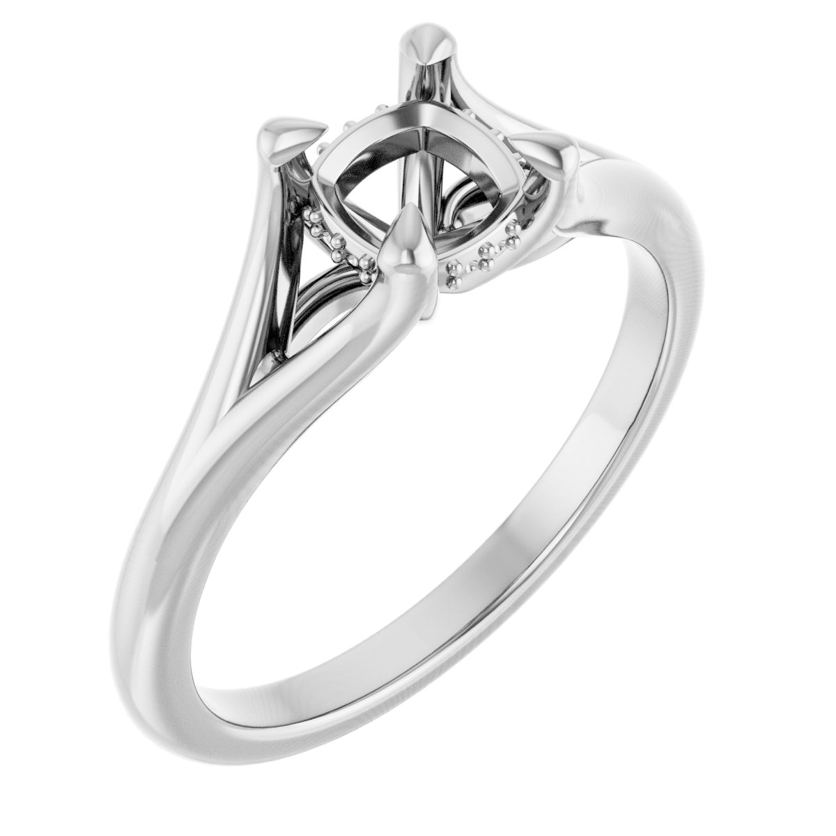 Claw-Prong Hidden Halo-Style Engagement Ring