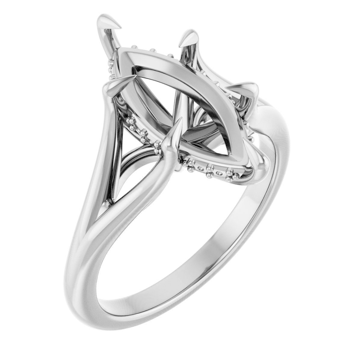 Claw-Prong Hidden Halo-Style Engagement Ring