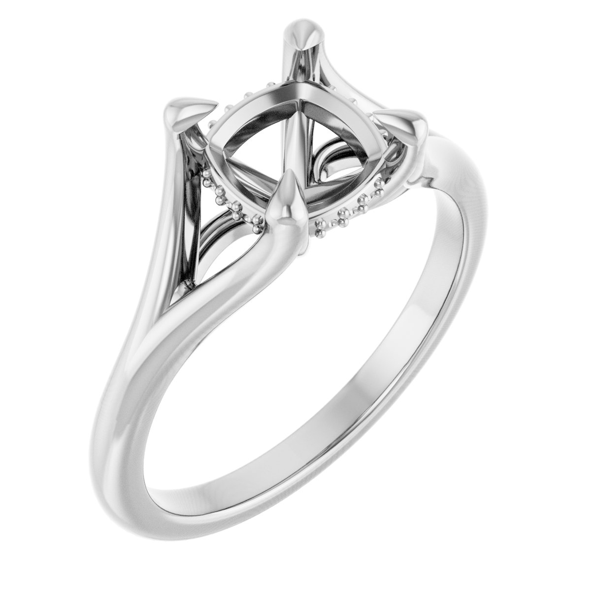 Claw-Prong Hidden Halo-Style Engagement Ring