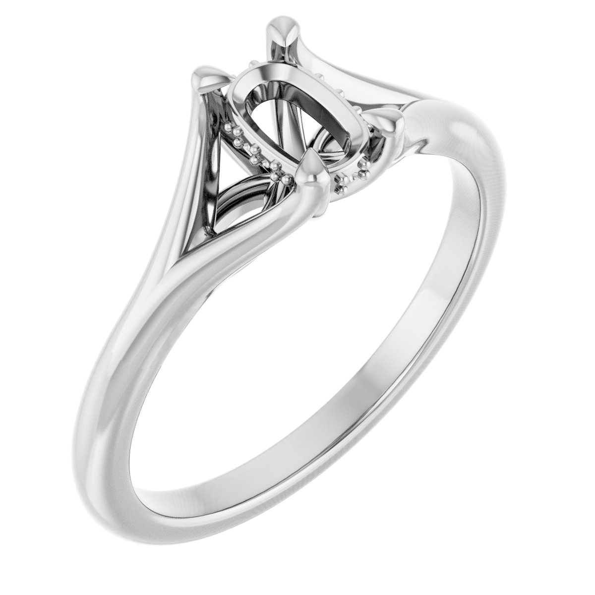 Claw-Prong Hidden Halo-Style Engagement Ring