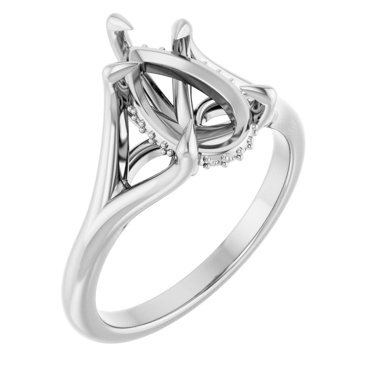 Claw-Prong Hidden Halo-Style Engagement Ring