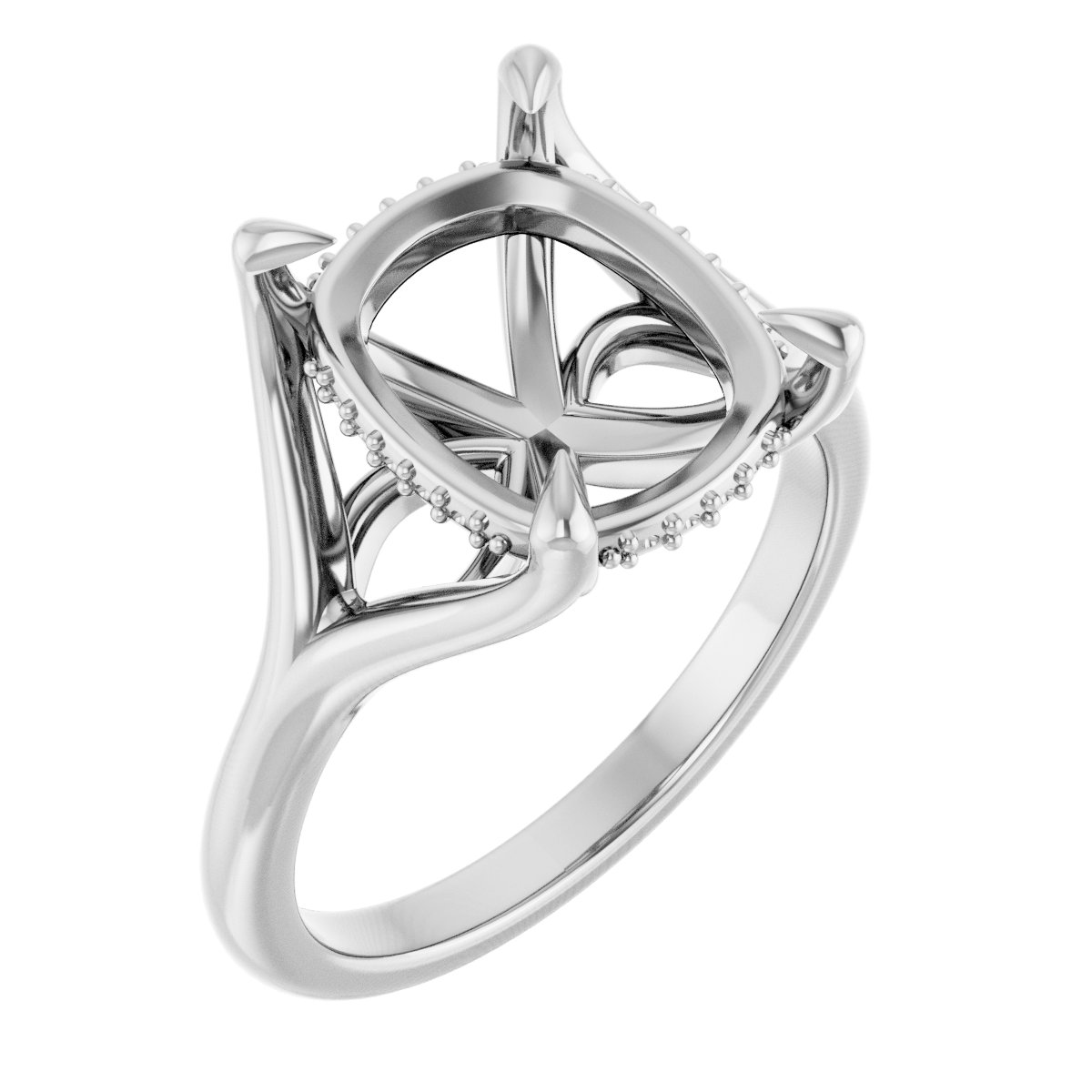 Claw-Prong Hidden Halo-Style Engagement Ring