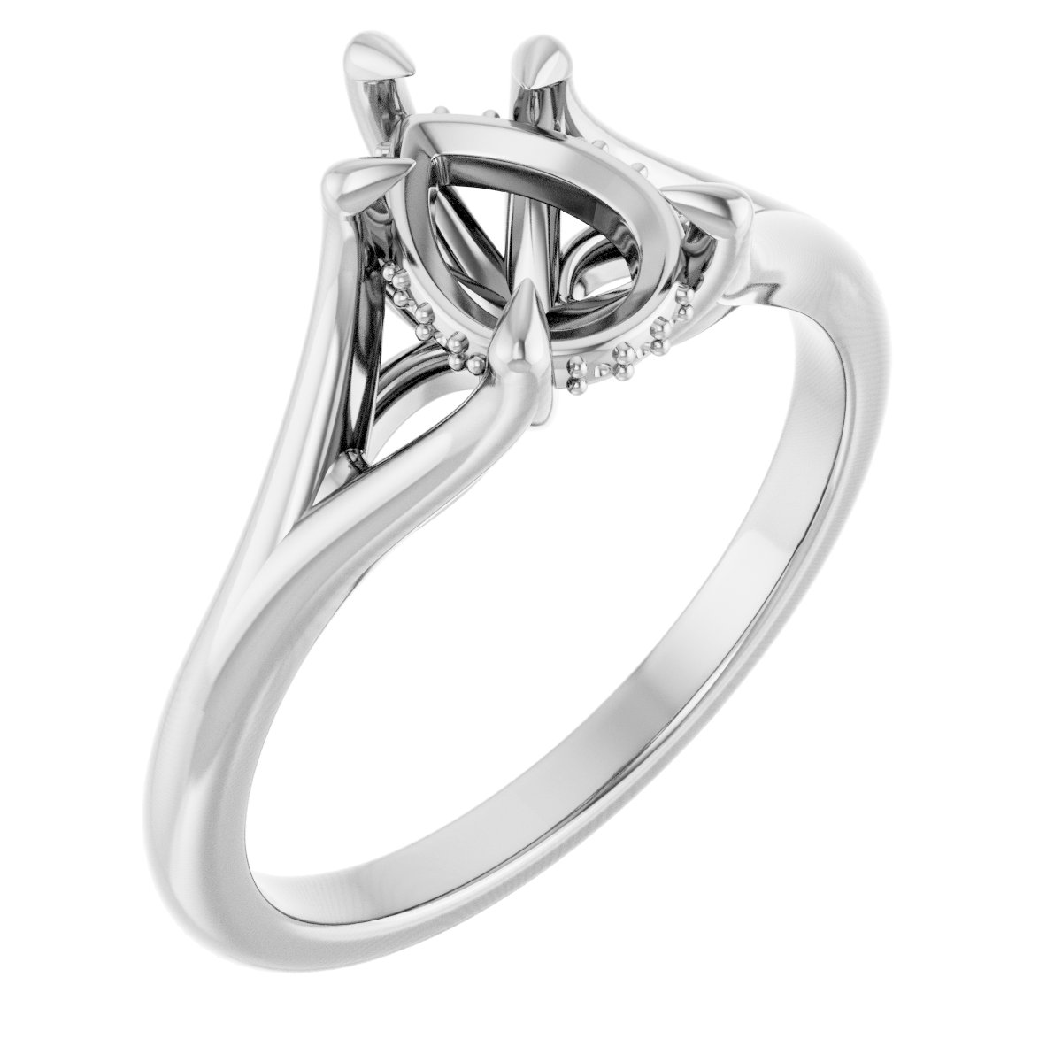Claw-Prong Hidden Halo-Style Engagement Ring