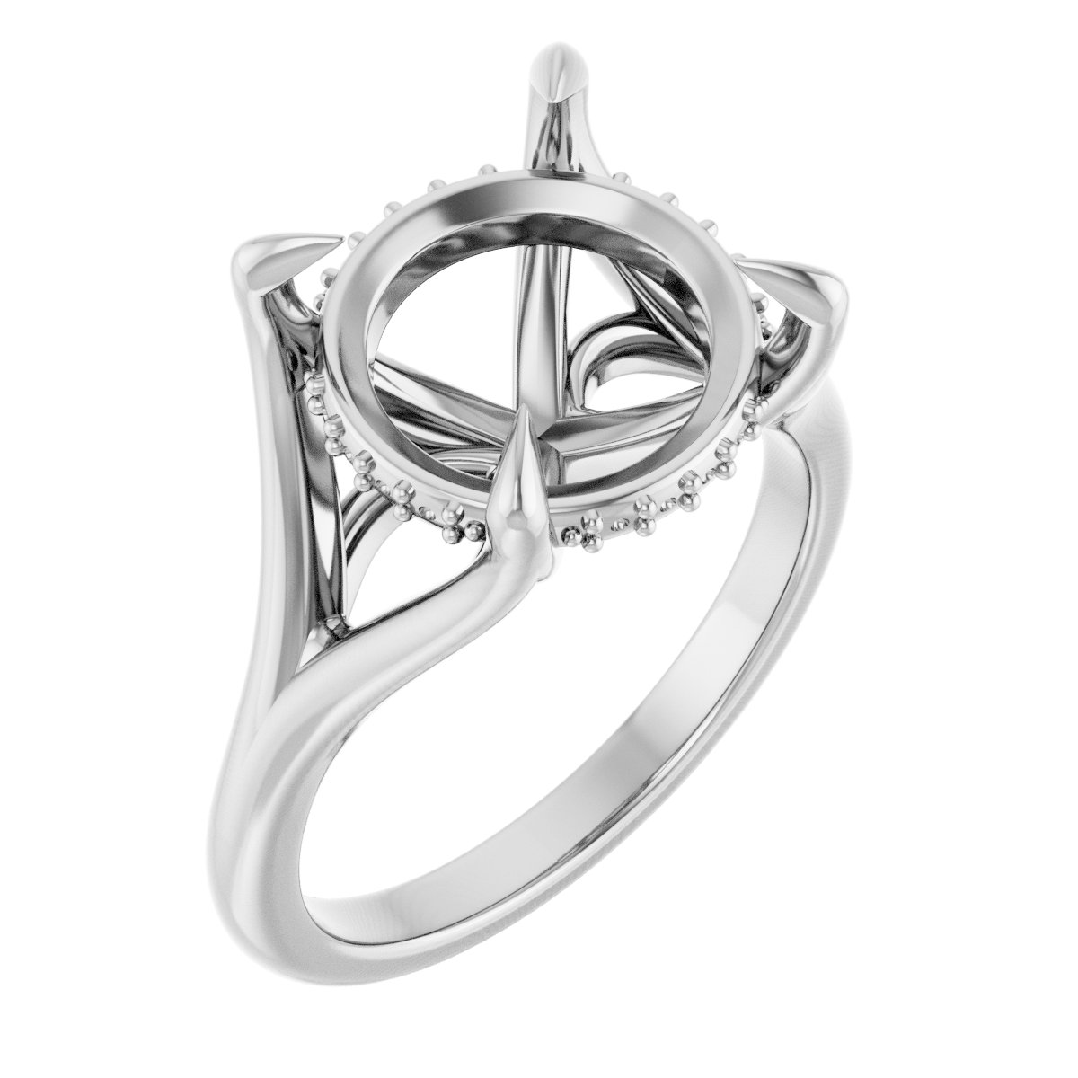 Claw-Prong Hidden Halo-Style Engagement Ring