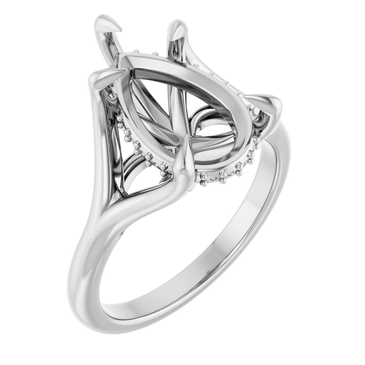 Claw-Prong Hidden Halo-Style Engagement Ring