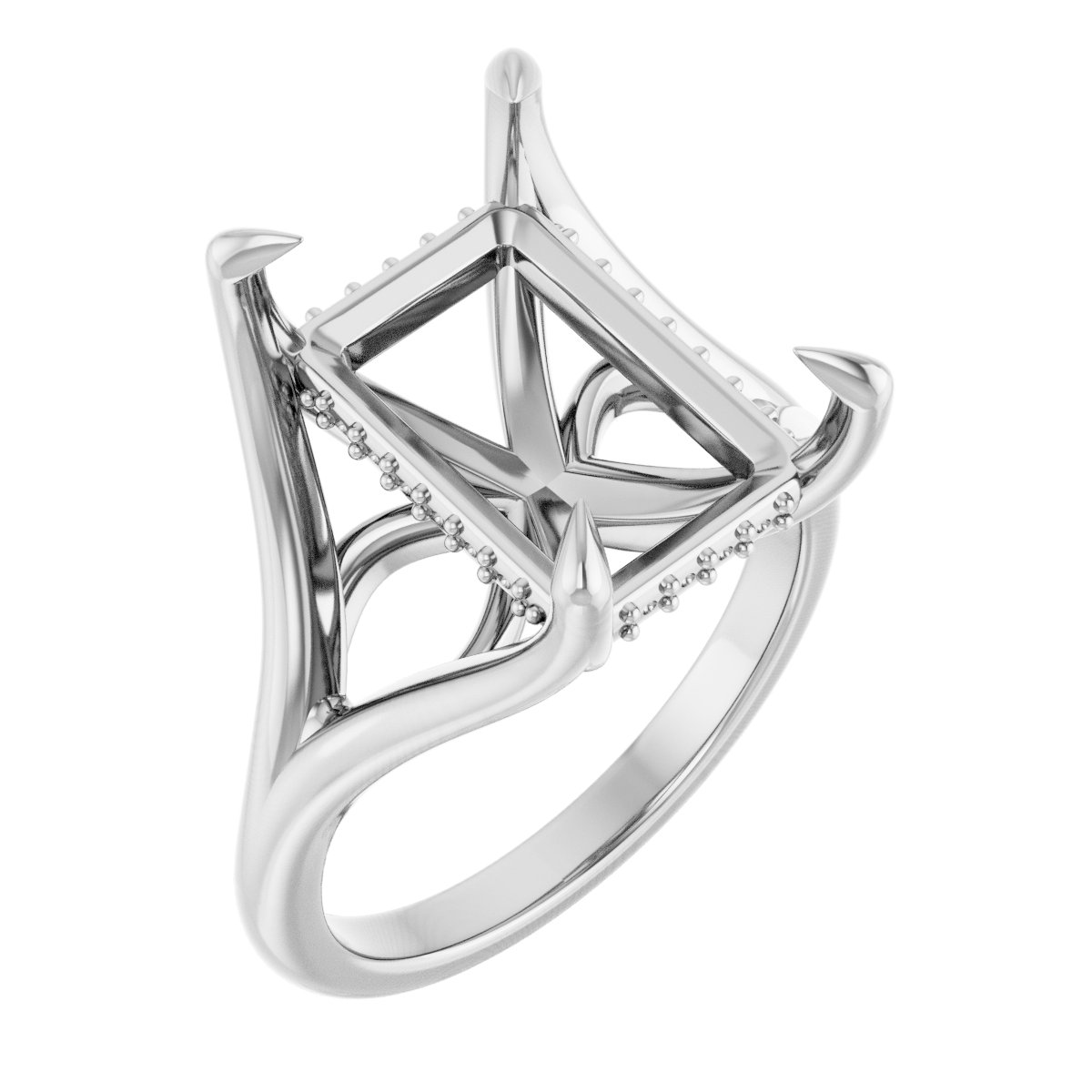 Claw-Prong Hidden Halo-Style Engagement Ring