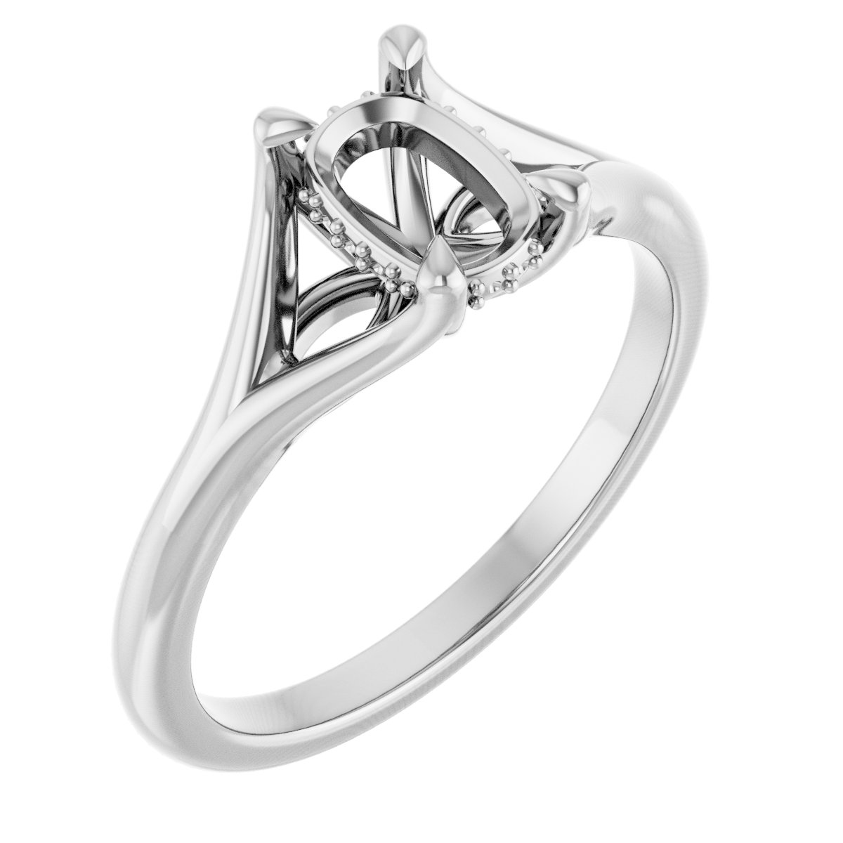 Claw-Prong Hidden Halo-Style Engagement Ring