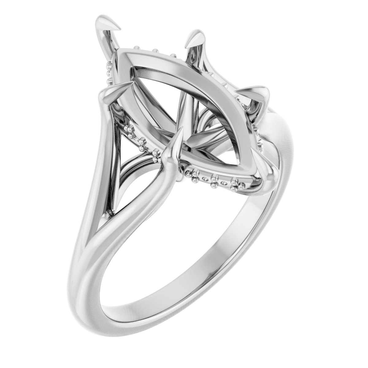 Claw-Prong Hidden Halo-Style Engagement Ring