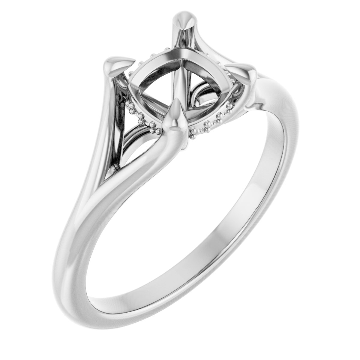 Claw-Prong Hidden Halo-Style Engagement Ring