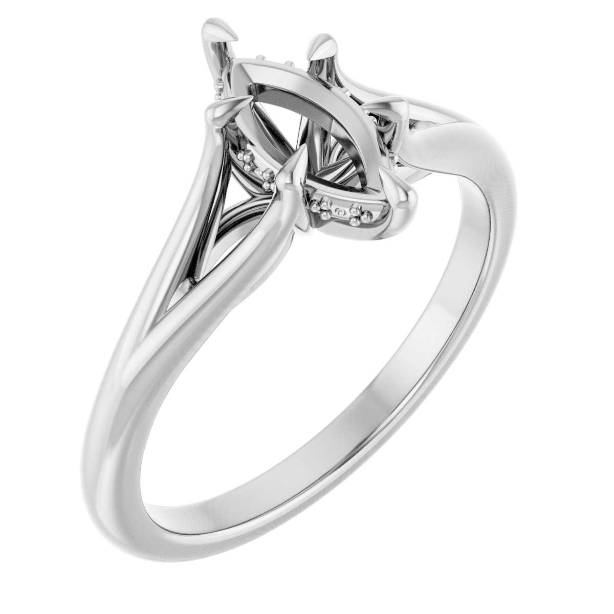 Claw-Prong Hidden Halo-Style Engagement Ring