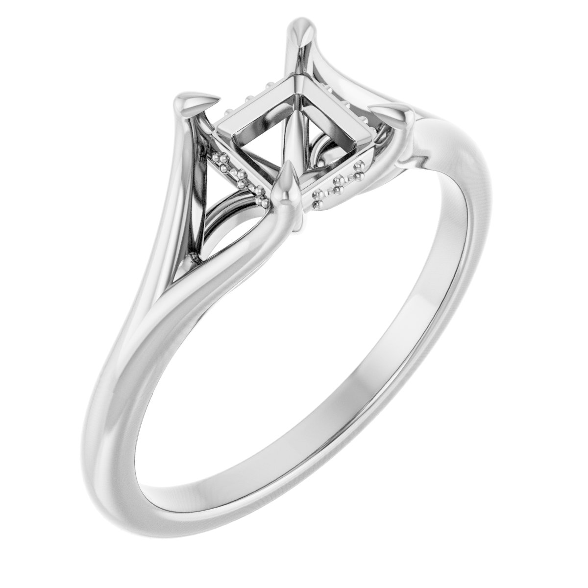 Claw-Prong Hidden Halo-Style Engagement Ring