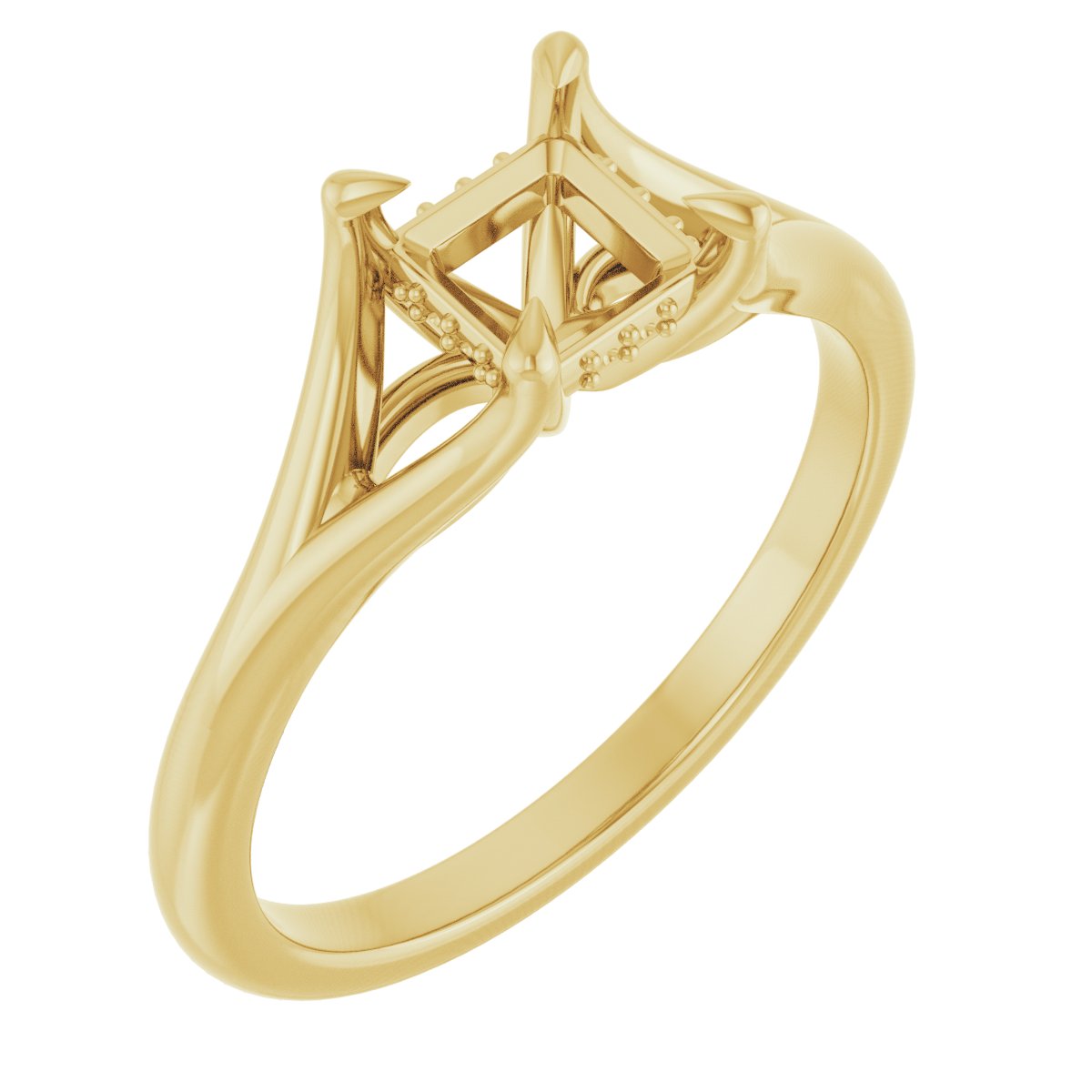 Claw-Prong Hidden Halo-Style Engagement Ring
