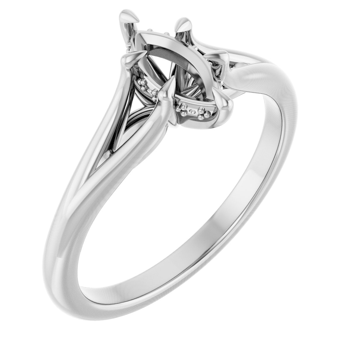 Claw-Prong Hidden Halo-Style Engagement Ring