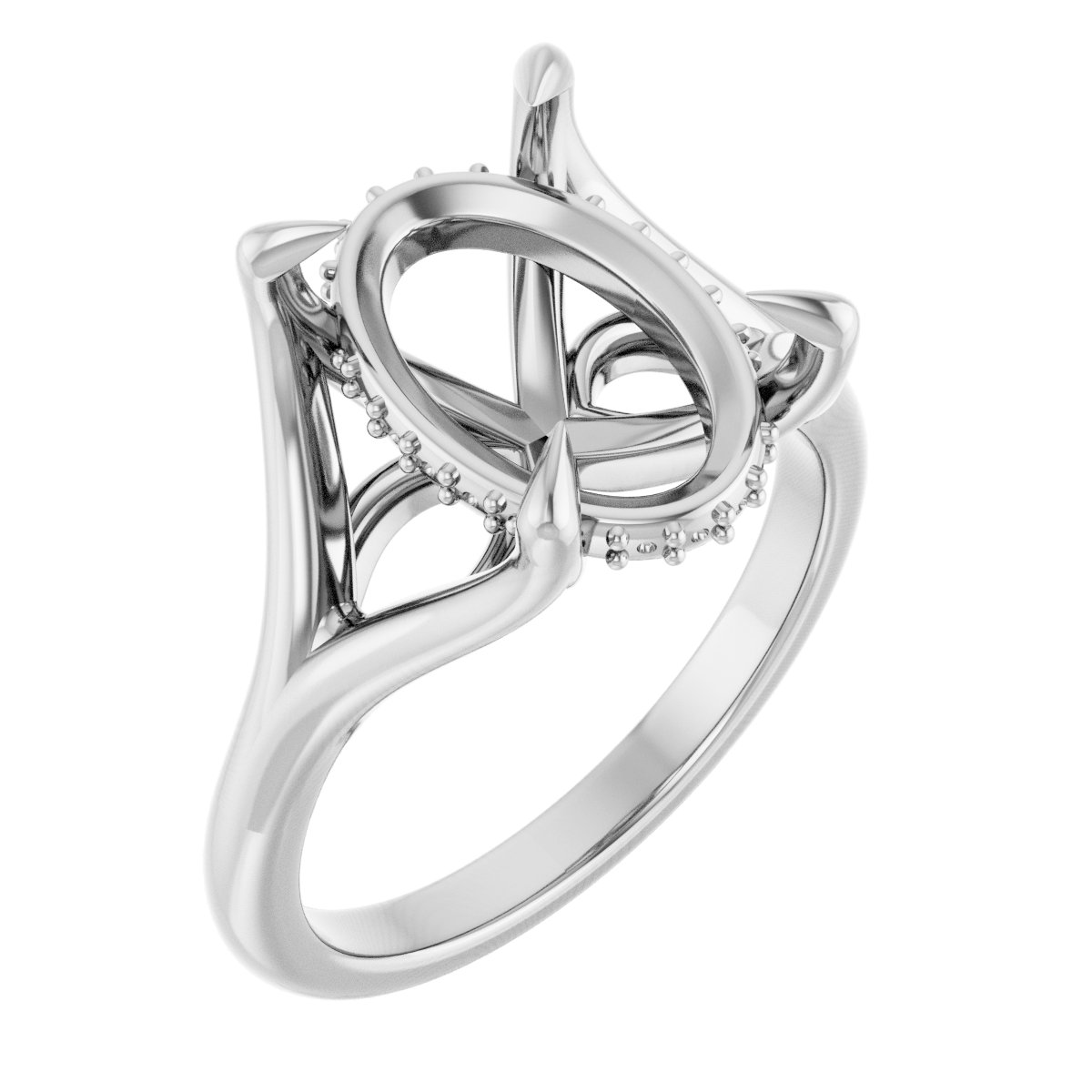 Claw-Prong Hidden Halo-Style Engagement Ring