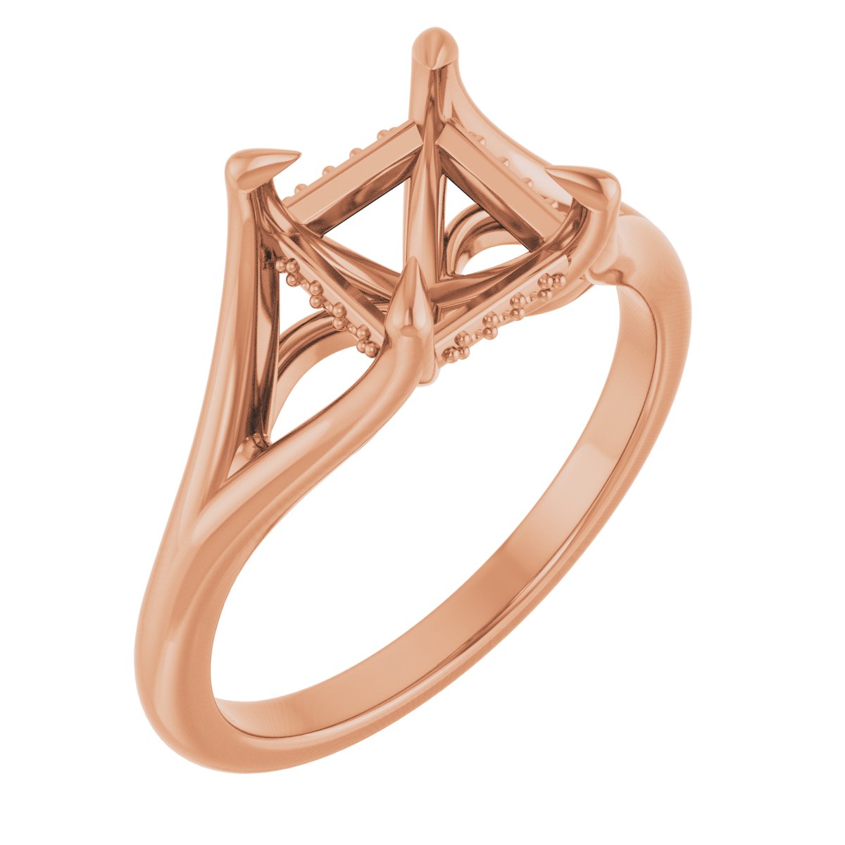 Claw-Prong Hidden Halo-Style Engagement Ring