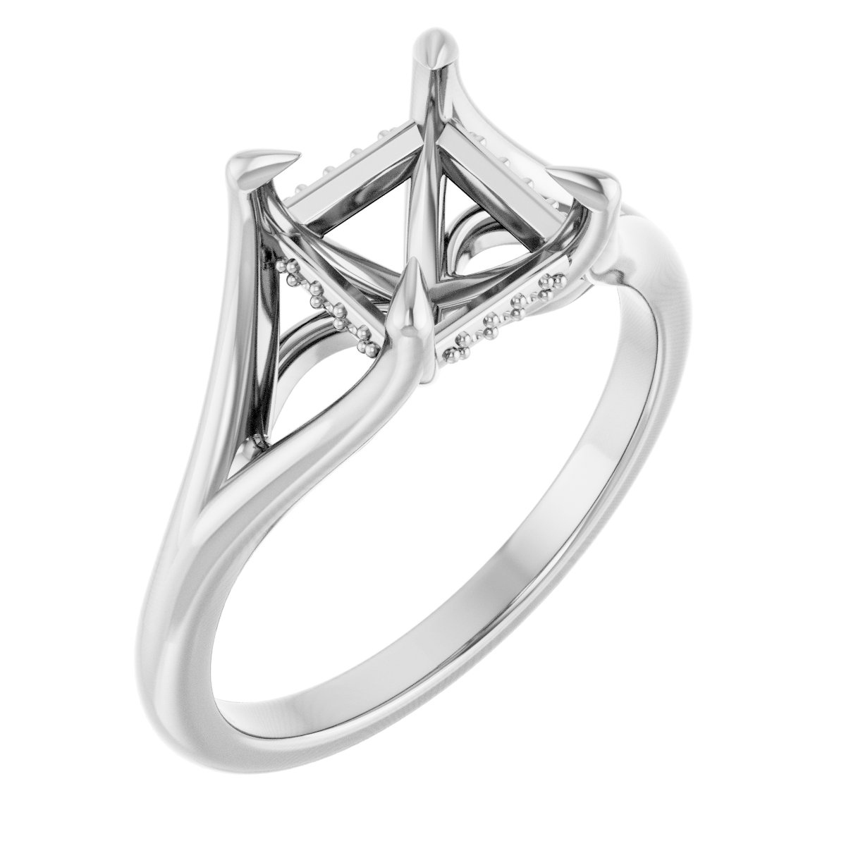 Claw-Prong Hidden Halo-Style Engagement Ring