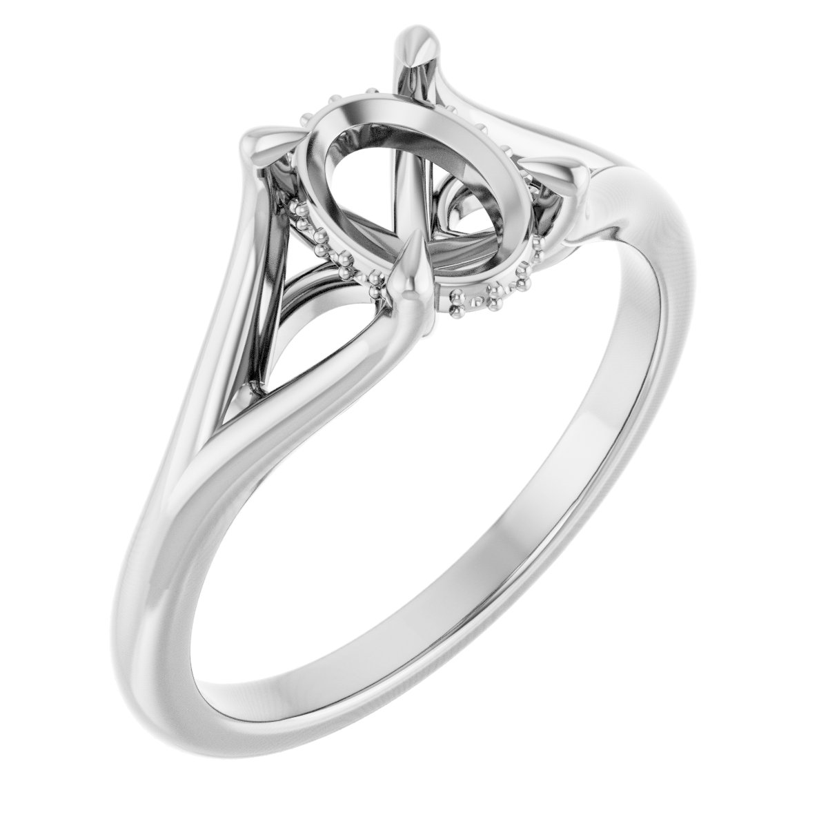 Claw-Prong Hidden Halo-Style Engagement Ring