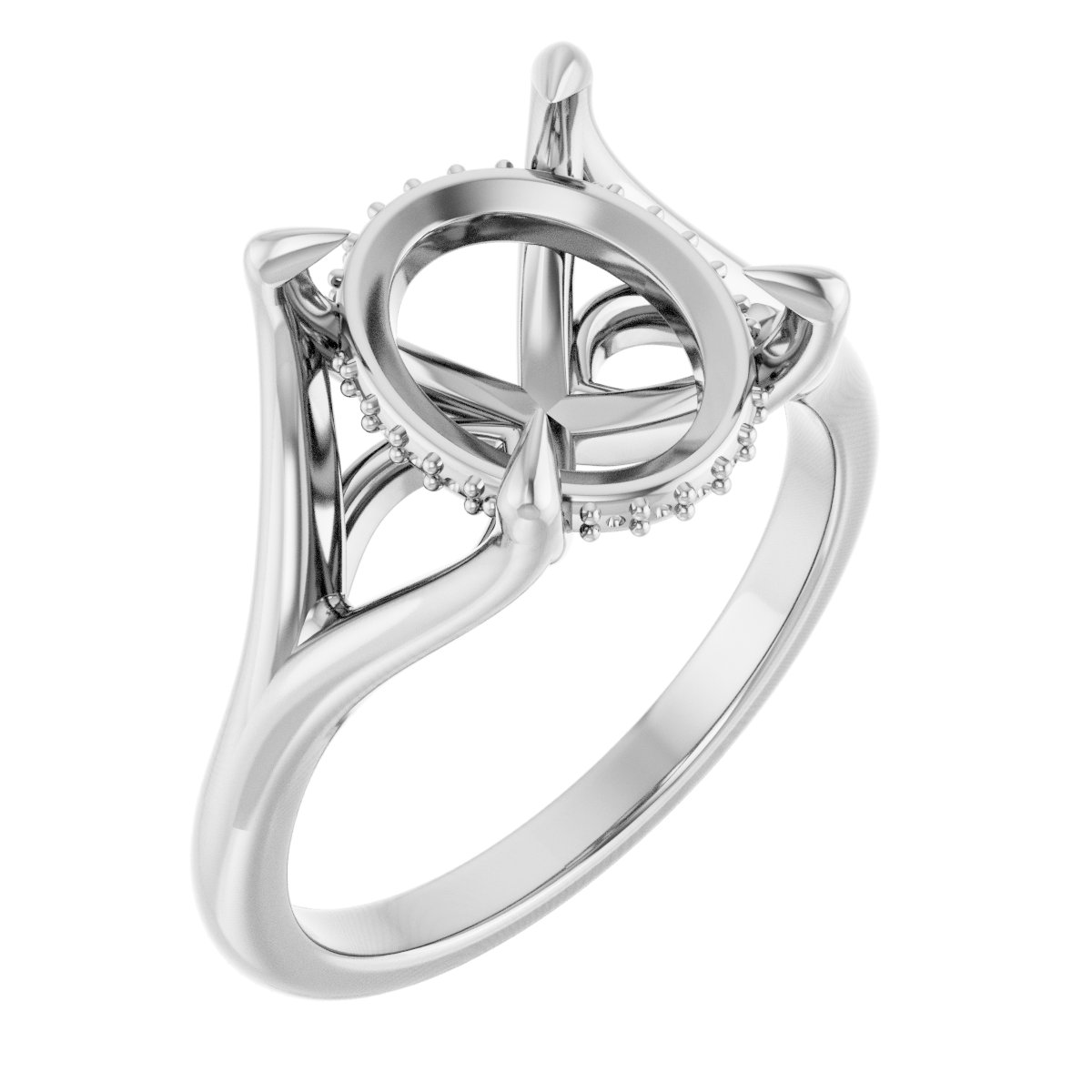 Claw-Prong Hidden Halo-Style Engagement Ring