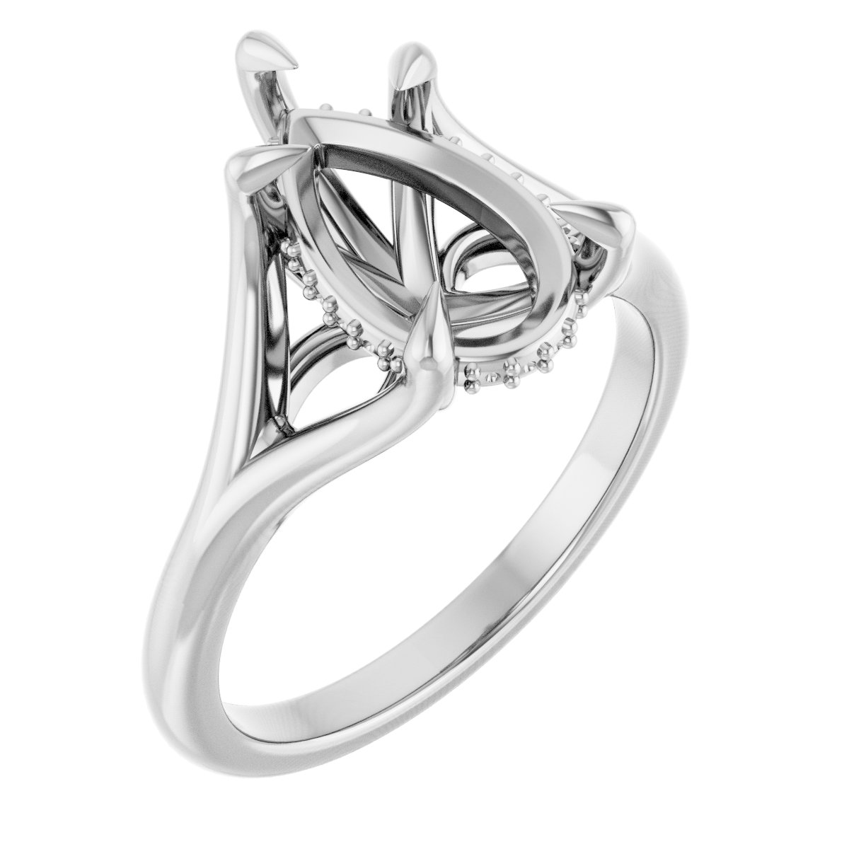 Claw-Prong Hidden Halo-Style Engagement Ring