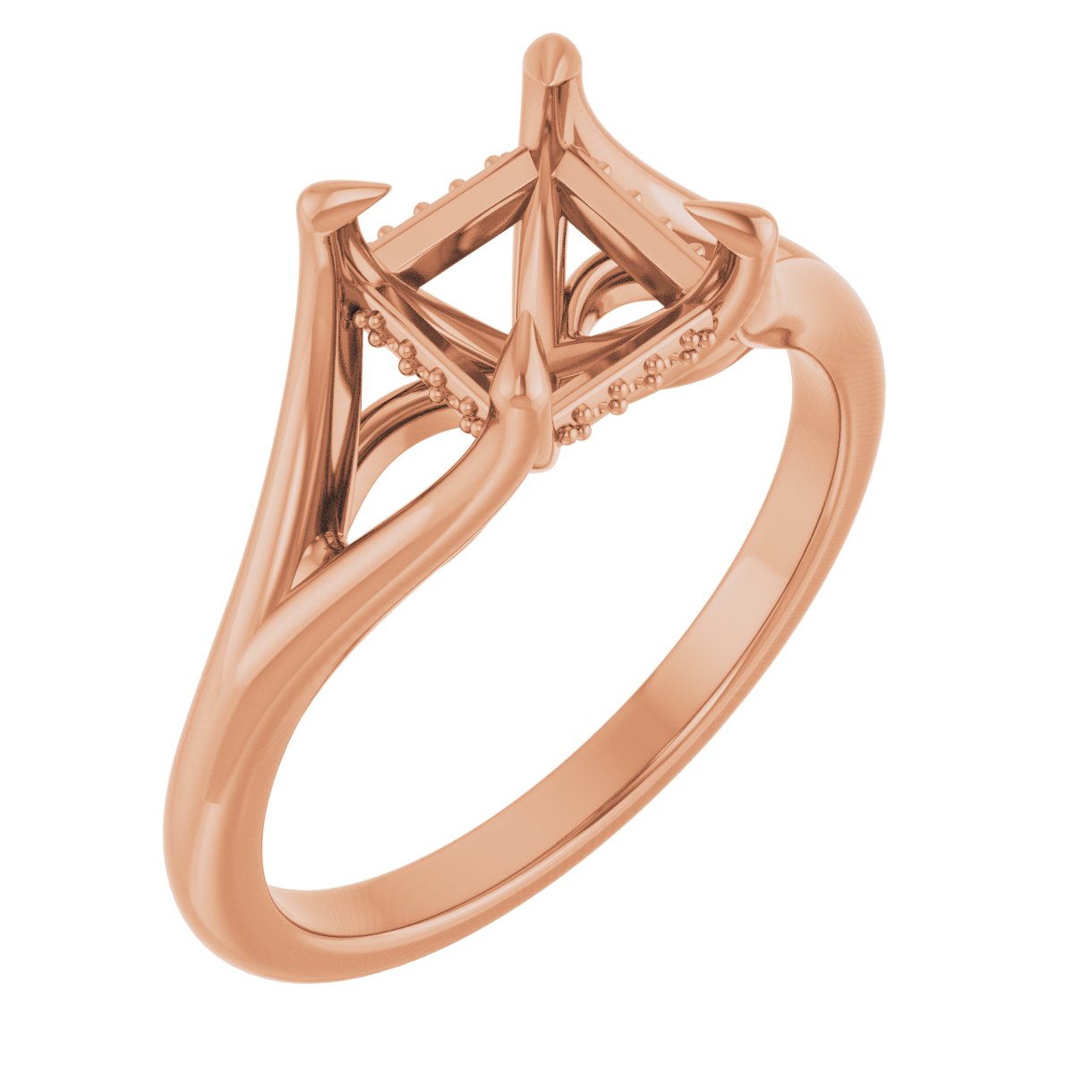 Claw-Prong Hidden Halo-Style Engagement Ring