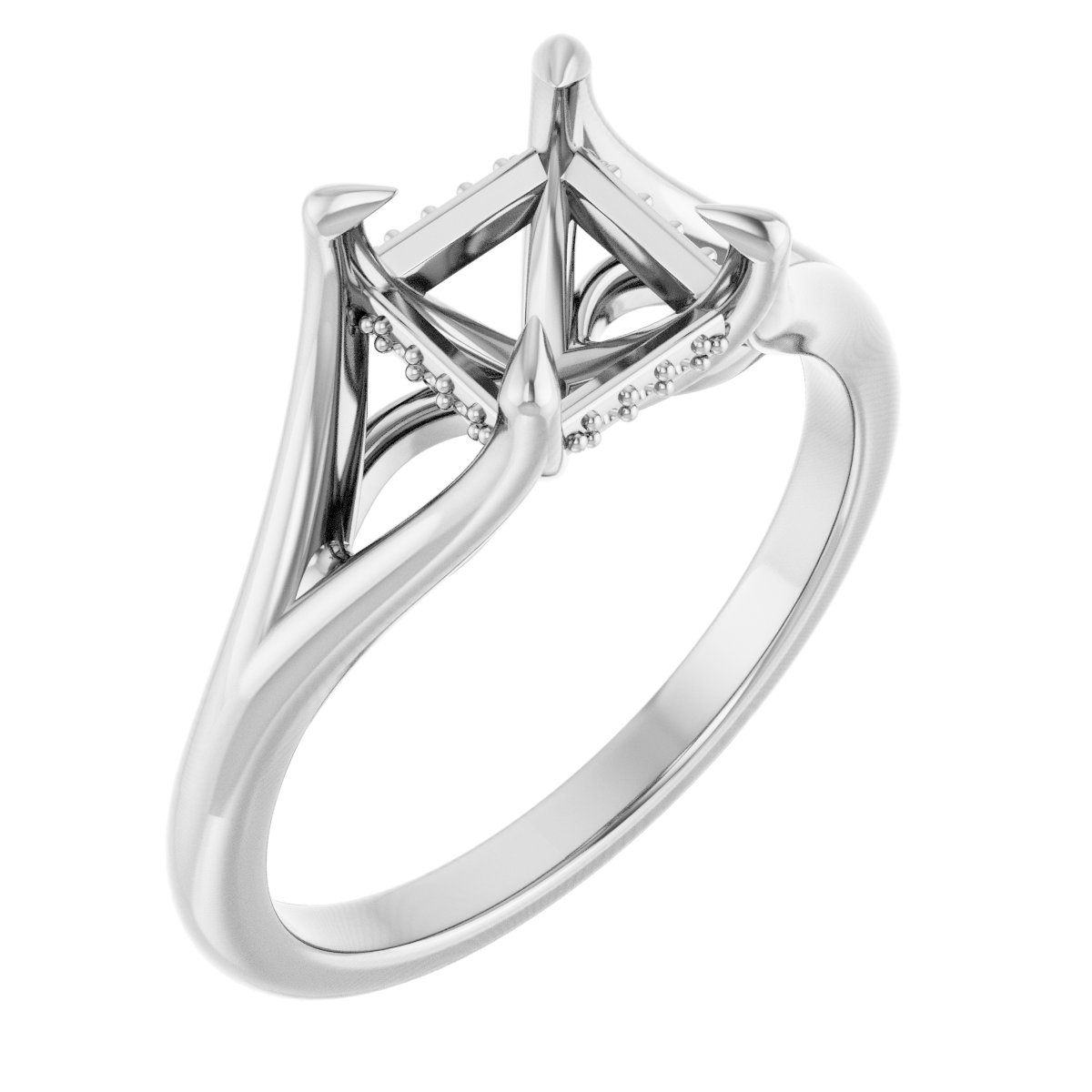 Claw-Prong Hidden Halo-Style Engagement Ring