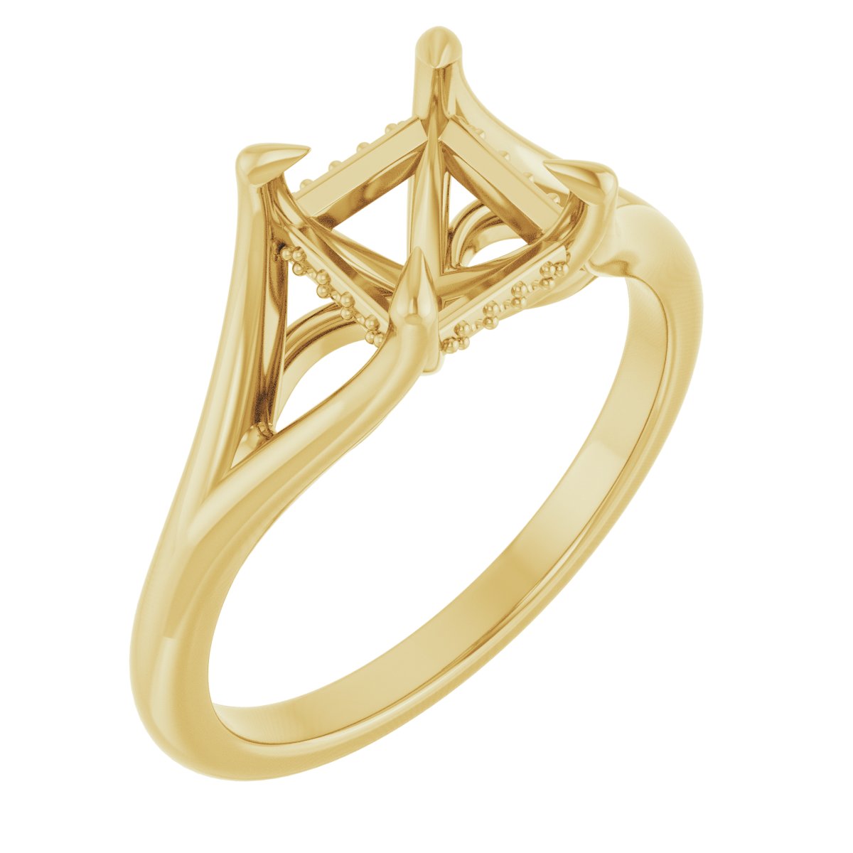 Claw-Prong Hidden Halo-Style Engagement Ring