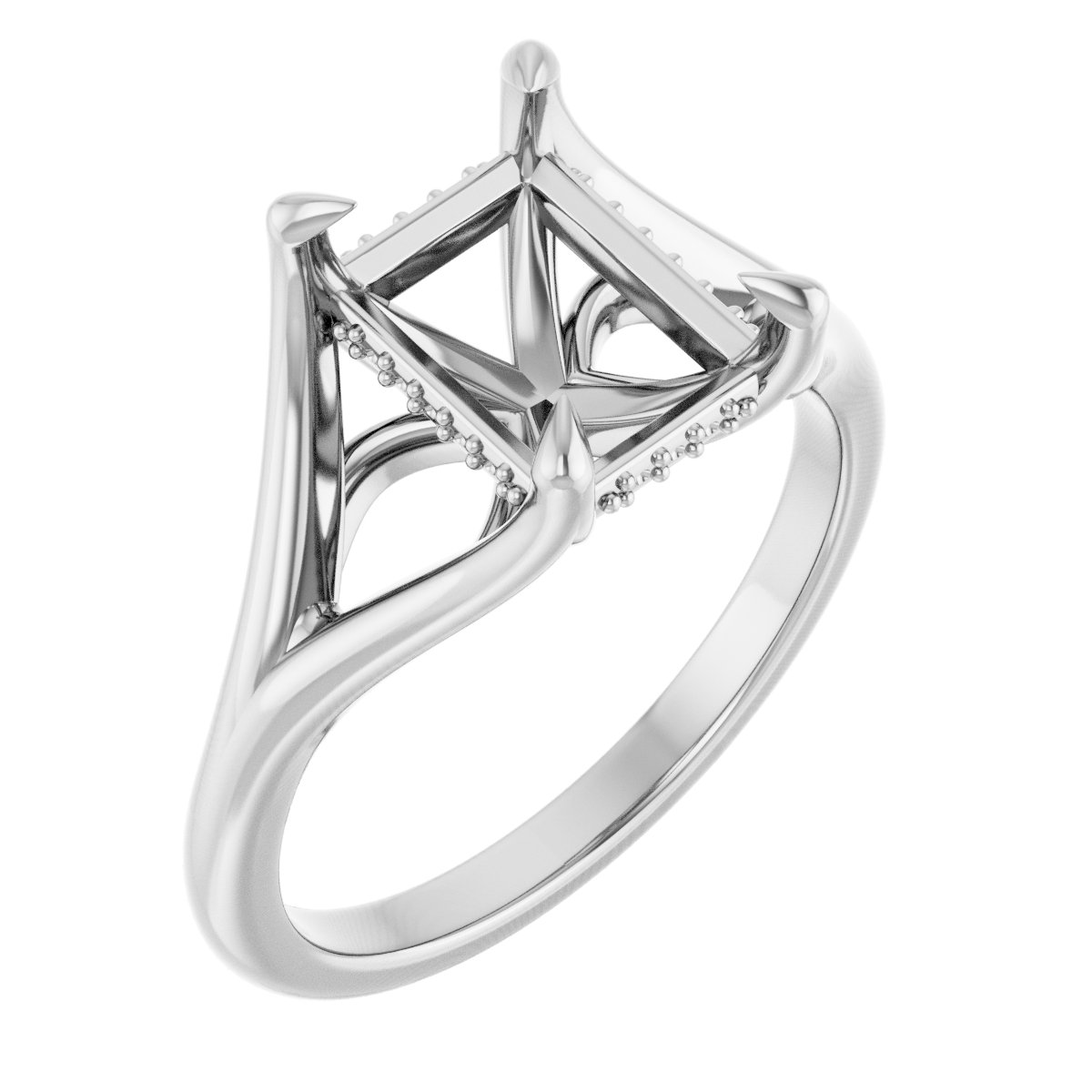 Claw-Prong Hidden Halo-Style Engagement Ring