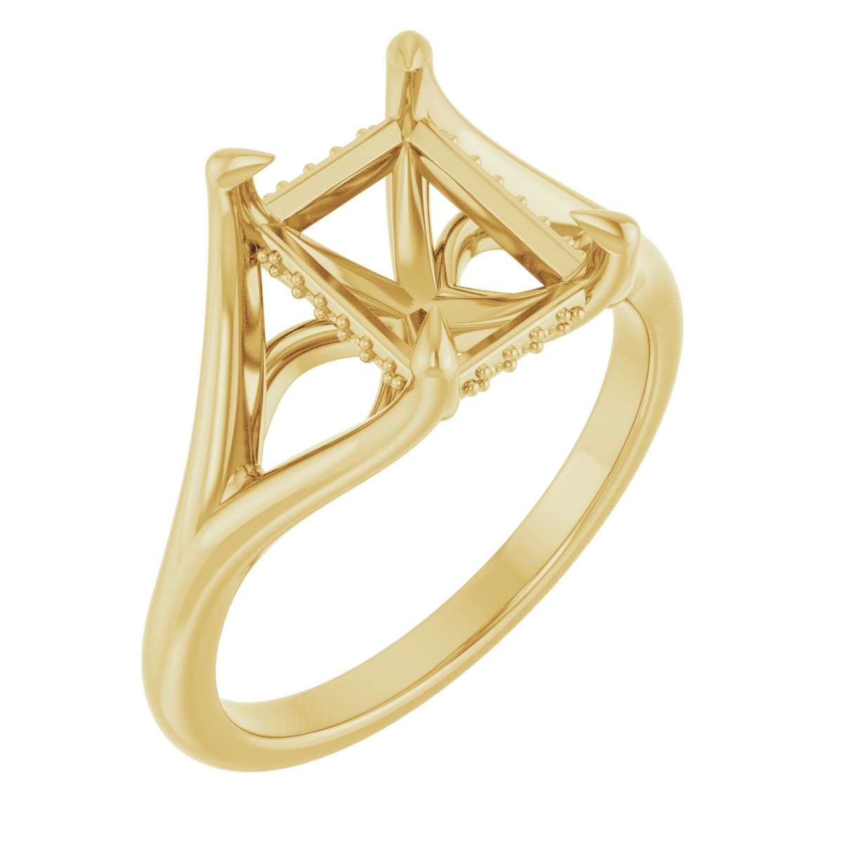 Claw-Prong Hidden Halo-Style Engagement Ring