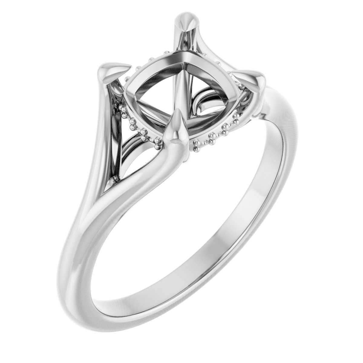 Claw-Prong Hidden Halo-Style Engagement Ring