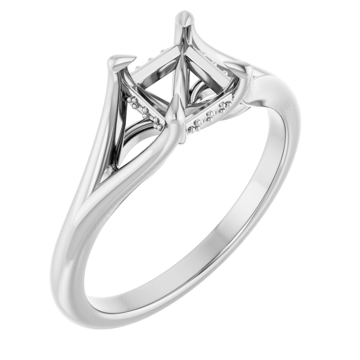 Claw-Prong Hidden Halo-Style Engagement Ring
