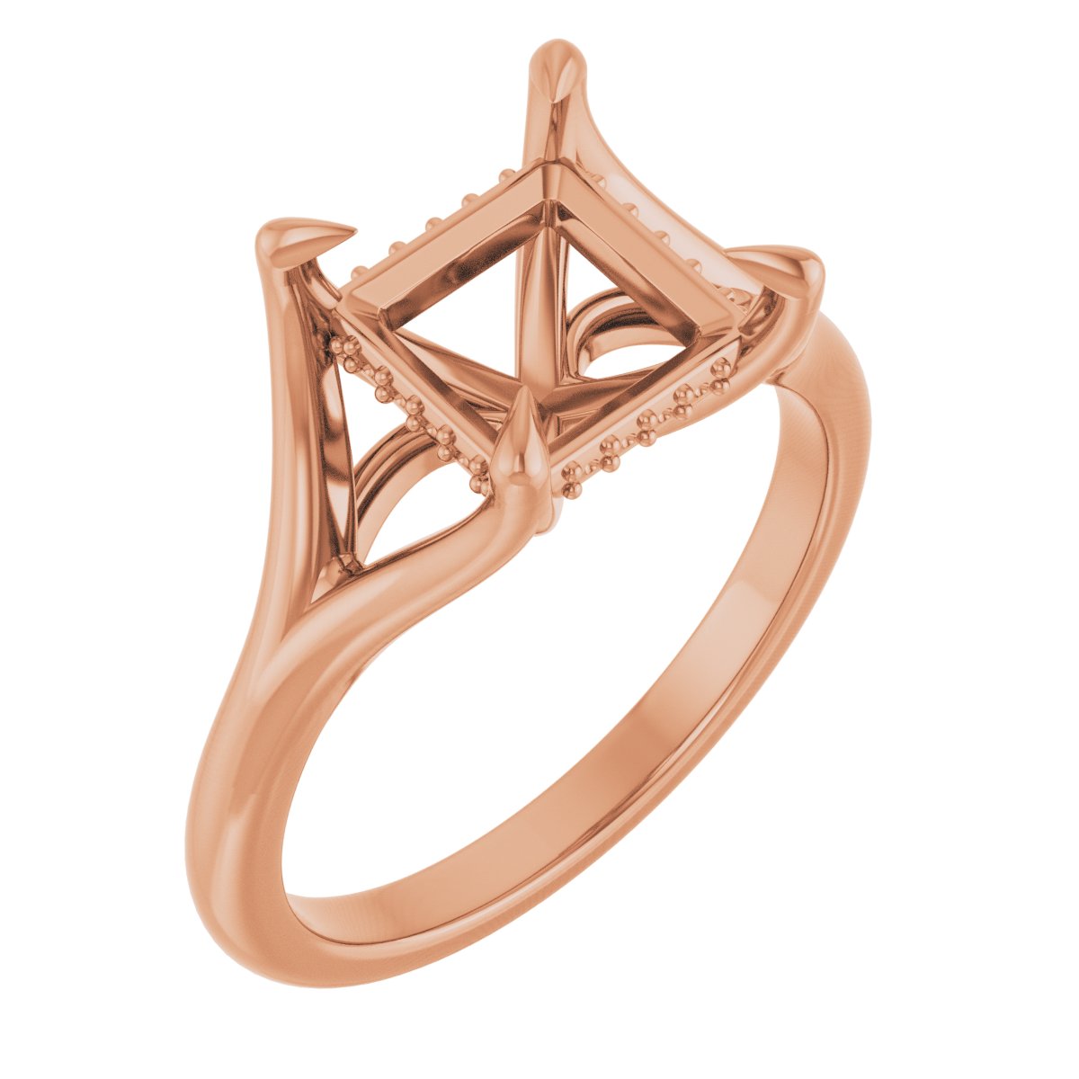 Claw-Prong Hidden Halo-Style Engagement Ring