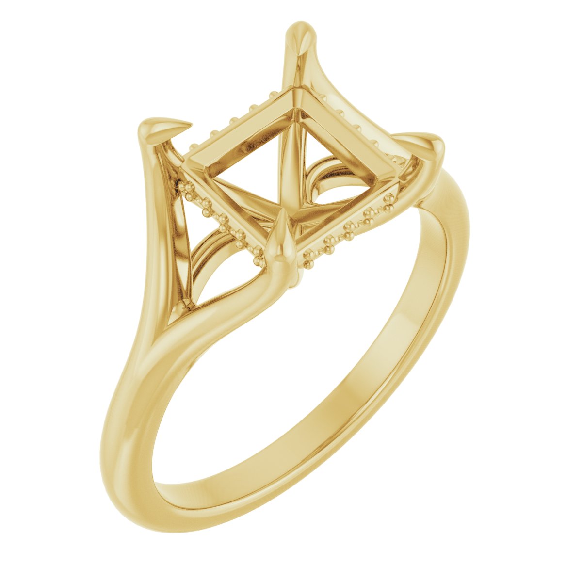 Claw-Prong Hidden Halo-Style Engagement Ring