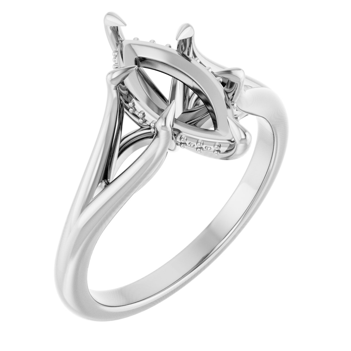 Claw-Prong Hidden Halo-Style Engagement Ring
