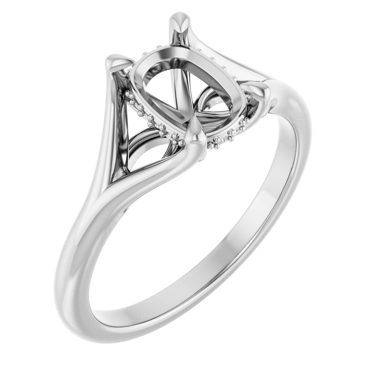 Claw-Prong Hidden Halo-Style Engagement Ring