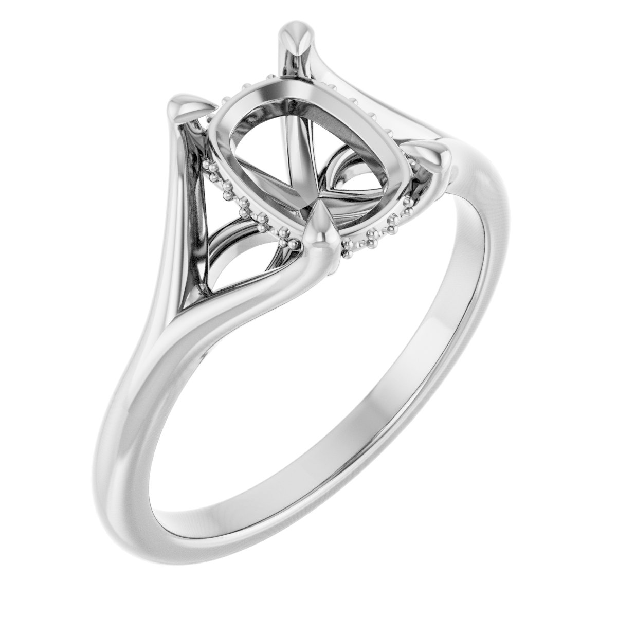 Claw-Prong Hidden Halo-Style Engagement Ring