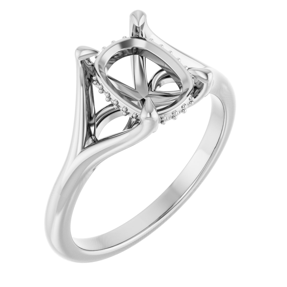 Claw-Prong Hidden Halo-Style Engagement Ring