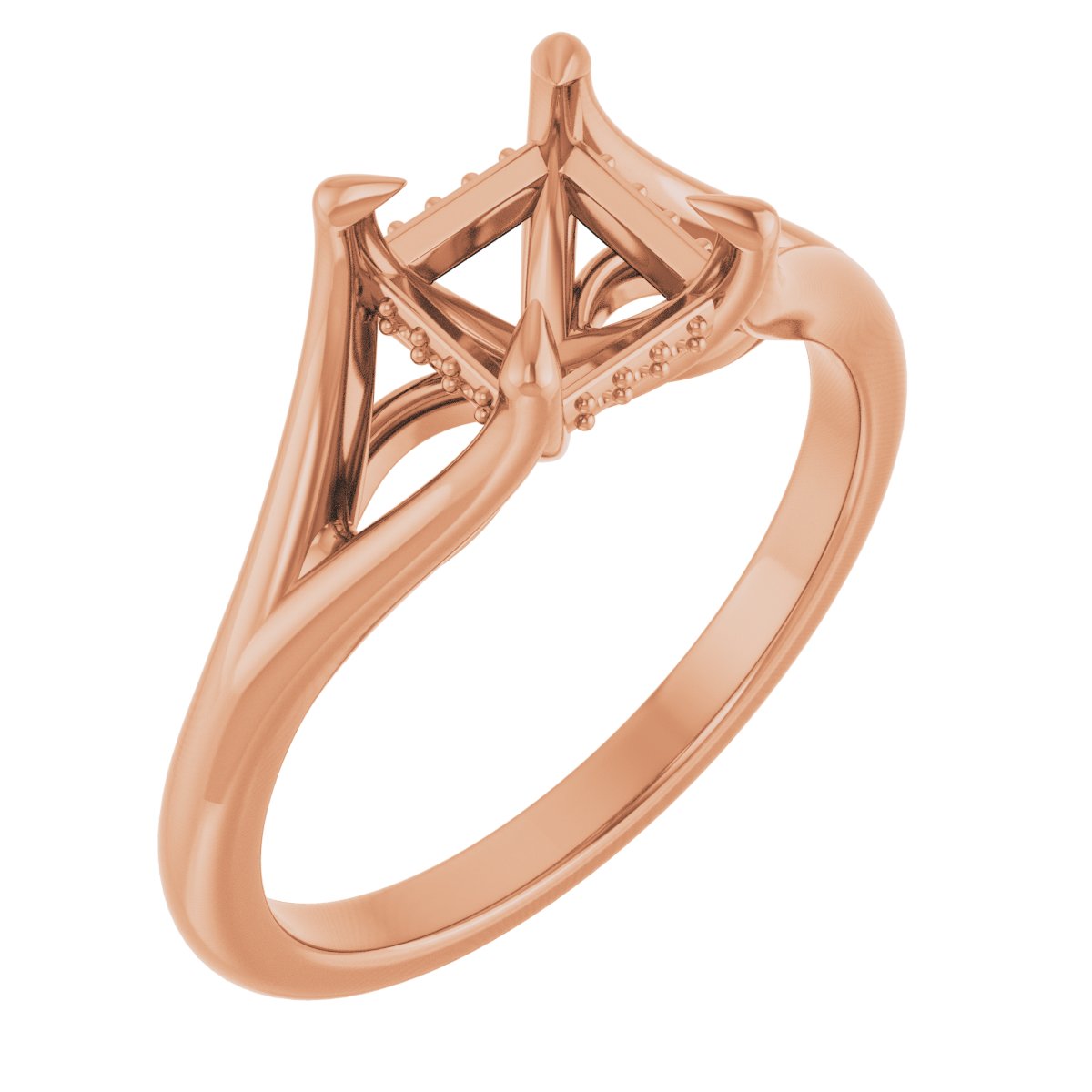 Claw-Prong Hidden Halo-Style Engagement Ring