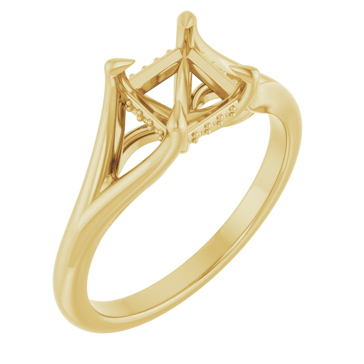 Claw-Prong Hidden Halo-Style Engagement Ring