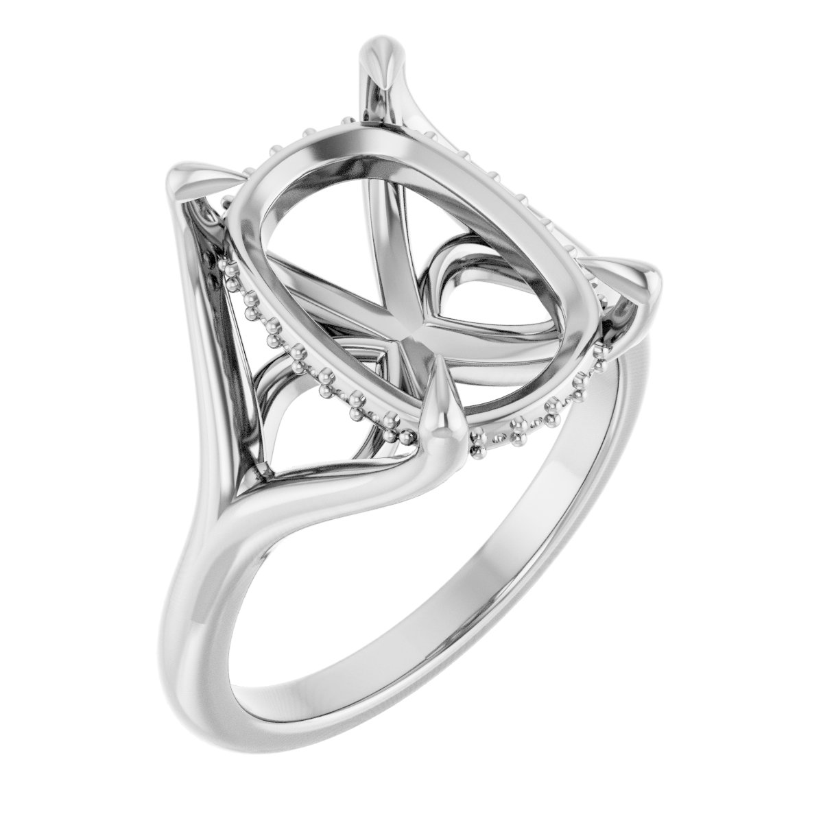 Claw-Prong Hidden Halo-Style Engagement Ring