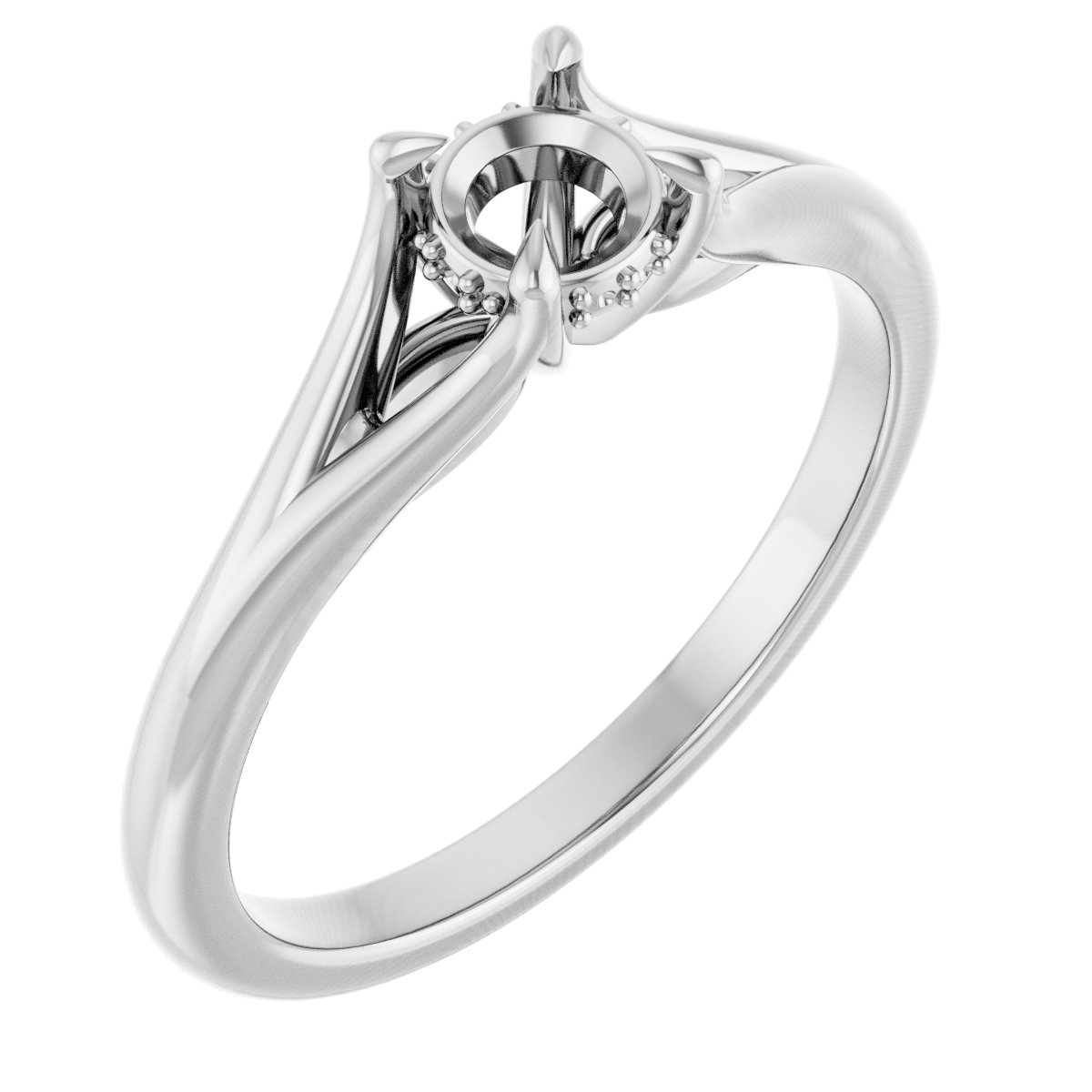 Claw-Prong Hidden Halo-Style Engagement Ring